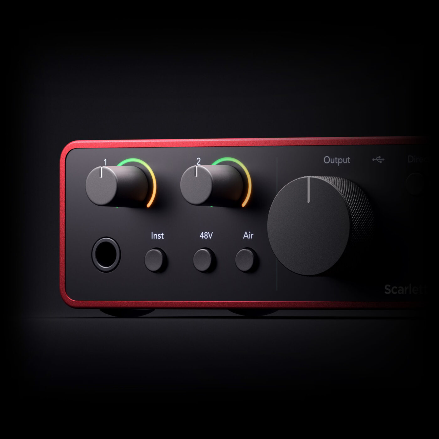 Bedienfeld des Scarlett Solo 4th Gen mit Gain-Regler