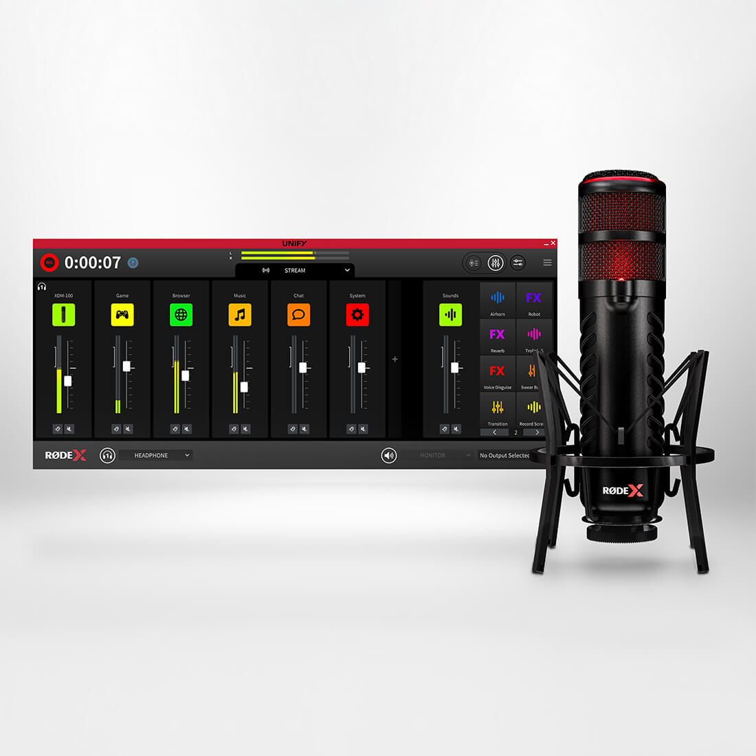 XDM-100 neben der Oberfläche von Røde X Unify