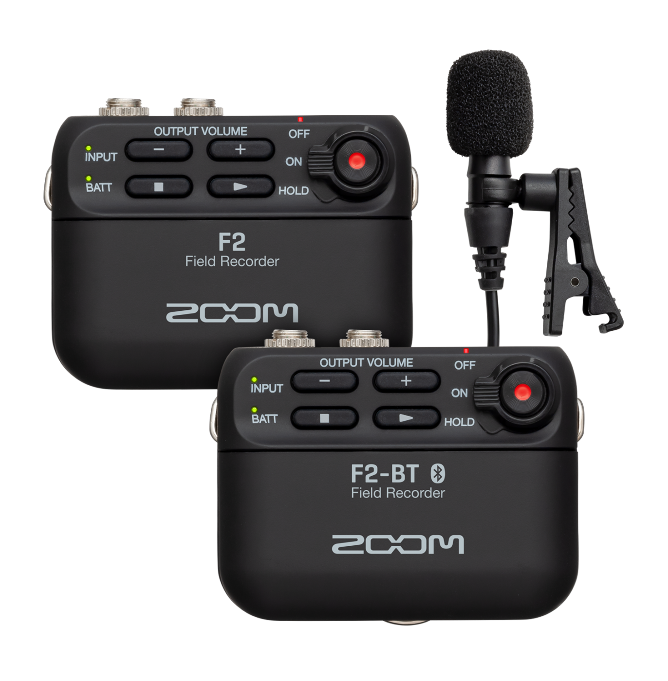 Zoom F2 und F2-BT mit Lavaliermikrofonen