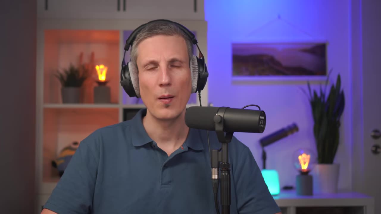Audiotest mit Kopfhörer und Shure SM7B