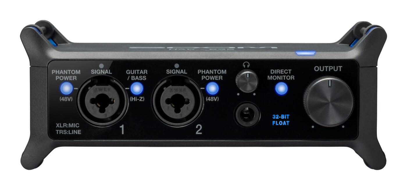 Vorderseite des Zoom UAC-232 mit zwei Combo-Eingängen