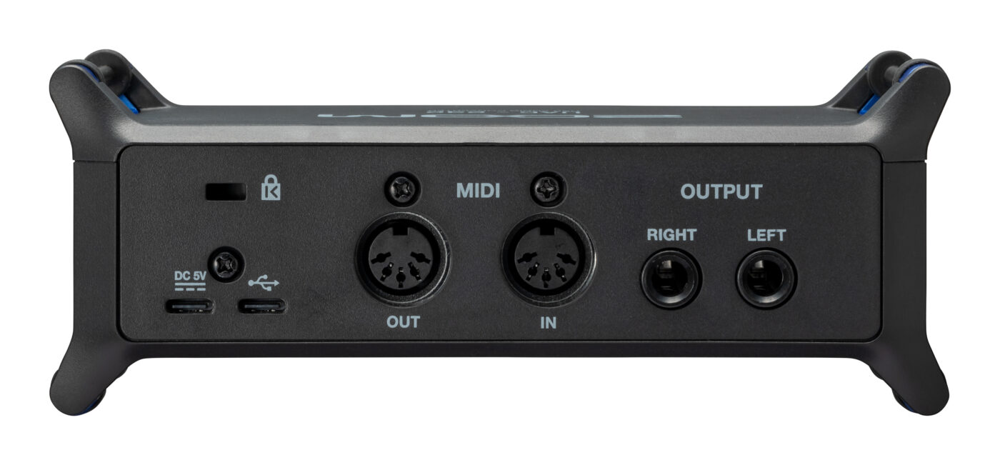Rückseite des UAC-232 mit USB-C und Ausgängen